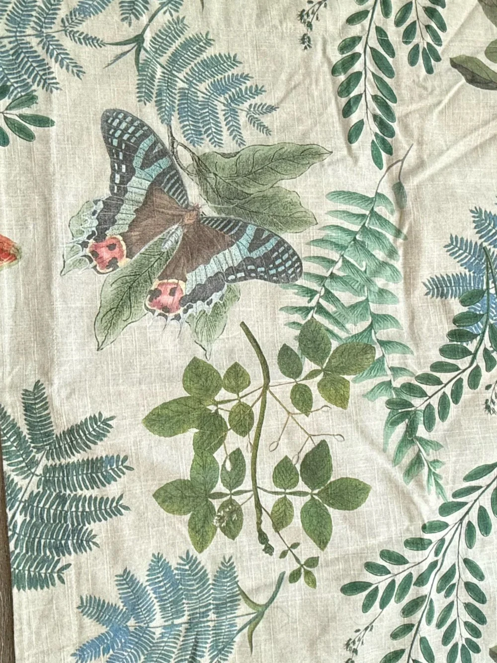 Pottery Barn Victoria Botanical Cotton Comforter -  Sand & Green/Blue Floral